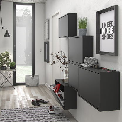 shoes shoe cabinet 3 flip down doors and 1 layer in matt black