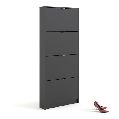 shoes shoe cabinet 4 flip down doors and 1 layer in matt black