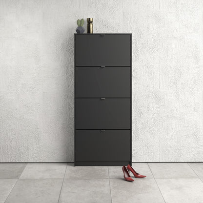 shoes shoe cabinet 4 flip down doors and 1 layer in matt black