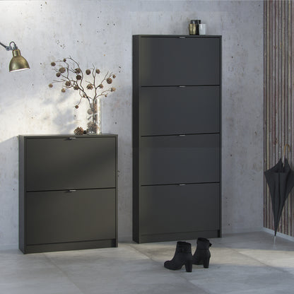 shoes shoe cabinet 4 flip down doors and 1 layer in matt black