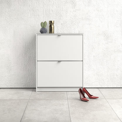 shoes shoe cabinet 2 flip down doors and 2 layers in white