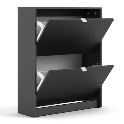 shoes shoe cabinet 2 flip down doors and 2 layers in matt black