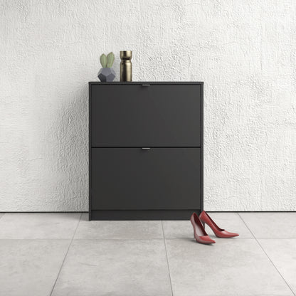 shoes shoe cabinet 2 flip down doors and 2 layers in matt black