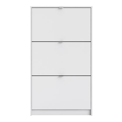 shoes shoe cabinet 3 flip down doors and 2 layers in white