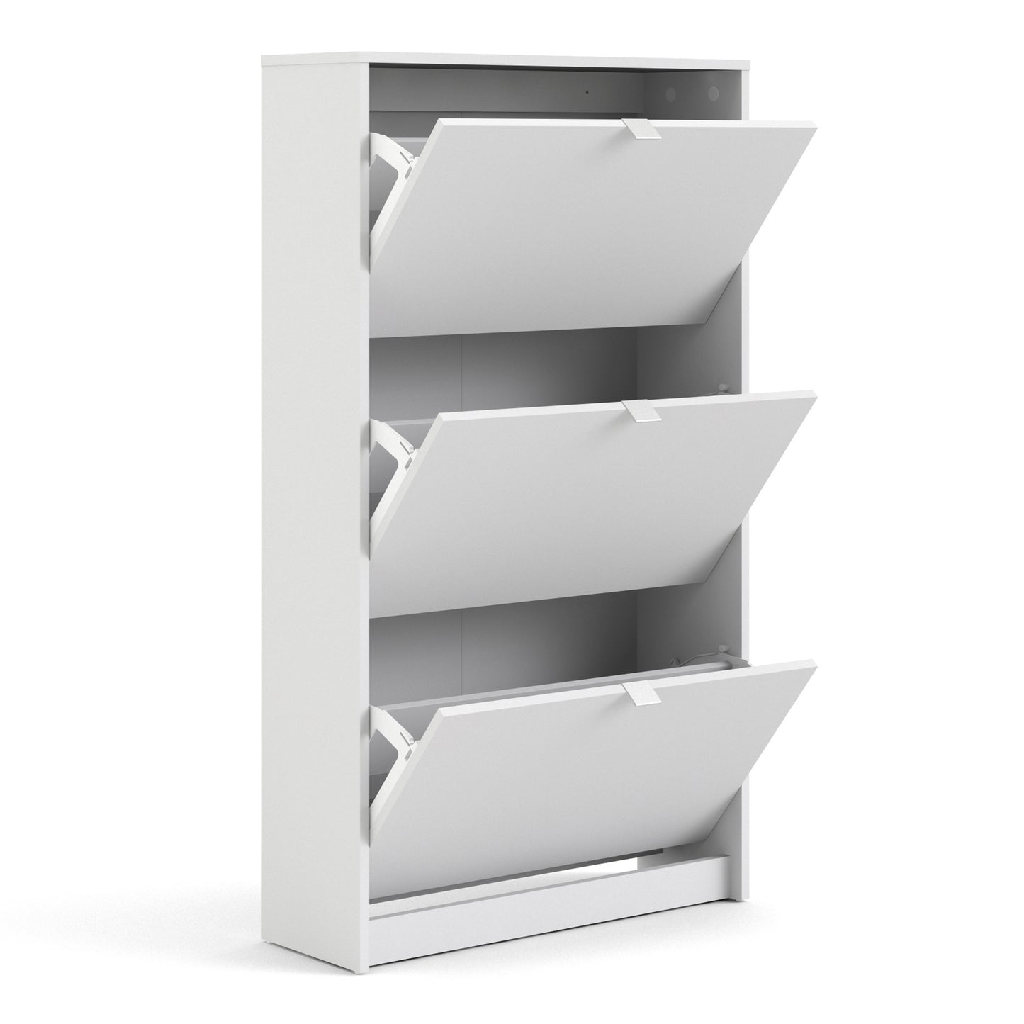 shoes shoe cabinet 3 flip down doors and 2 layers in white