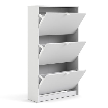 shoes shoe cabinet 3 flip down doors and 2 layers in white
