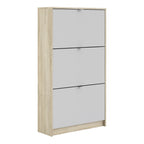 Shoes shoe cabinet 3 flip down doors and 2 layers oak structure white