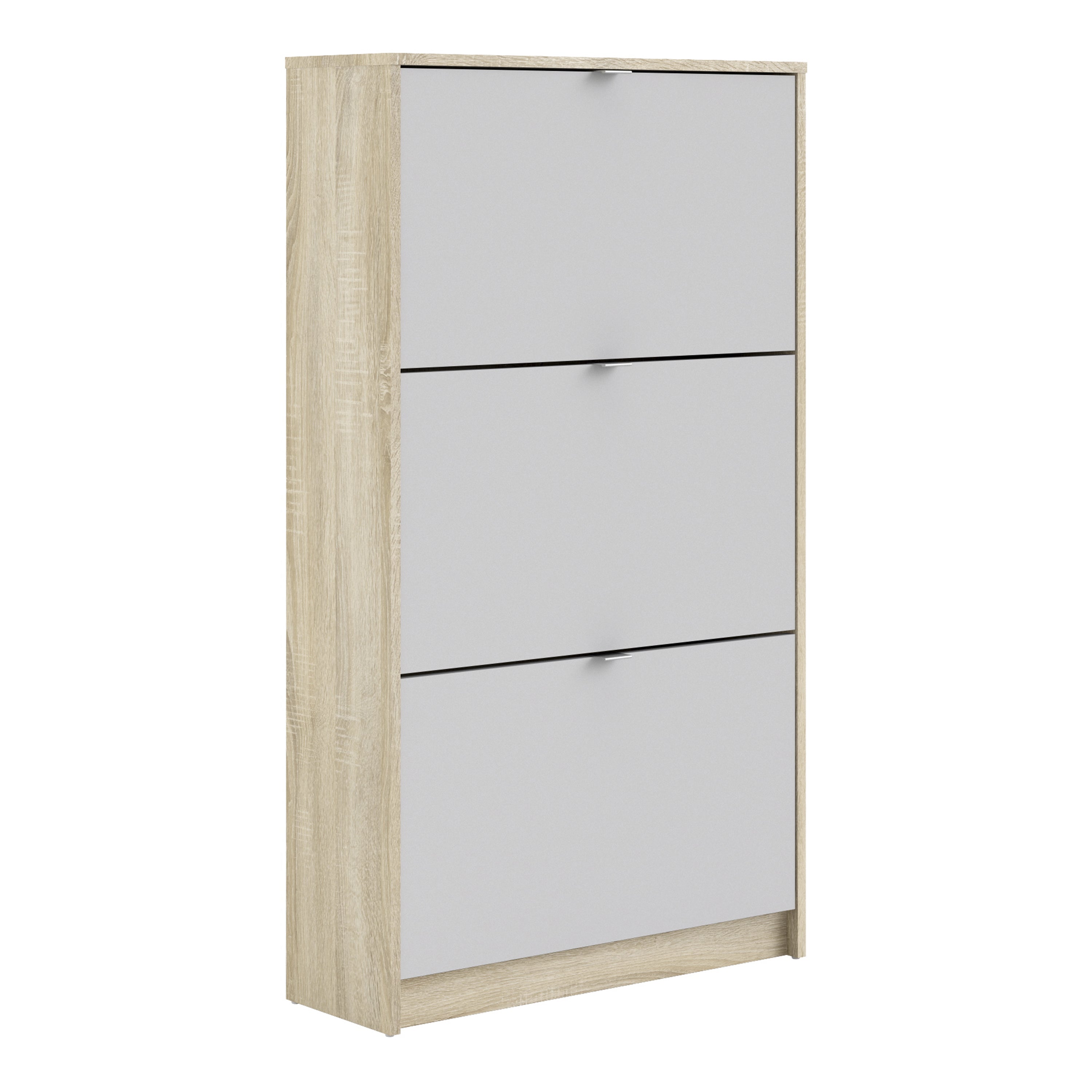 Shoes shoe cabinet 3 flip down doors and 2 layers oak structure white