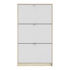 Shoes shoe cabinet 3 flip down doors and 2 layers oak structure white