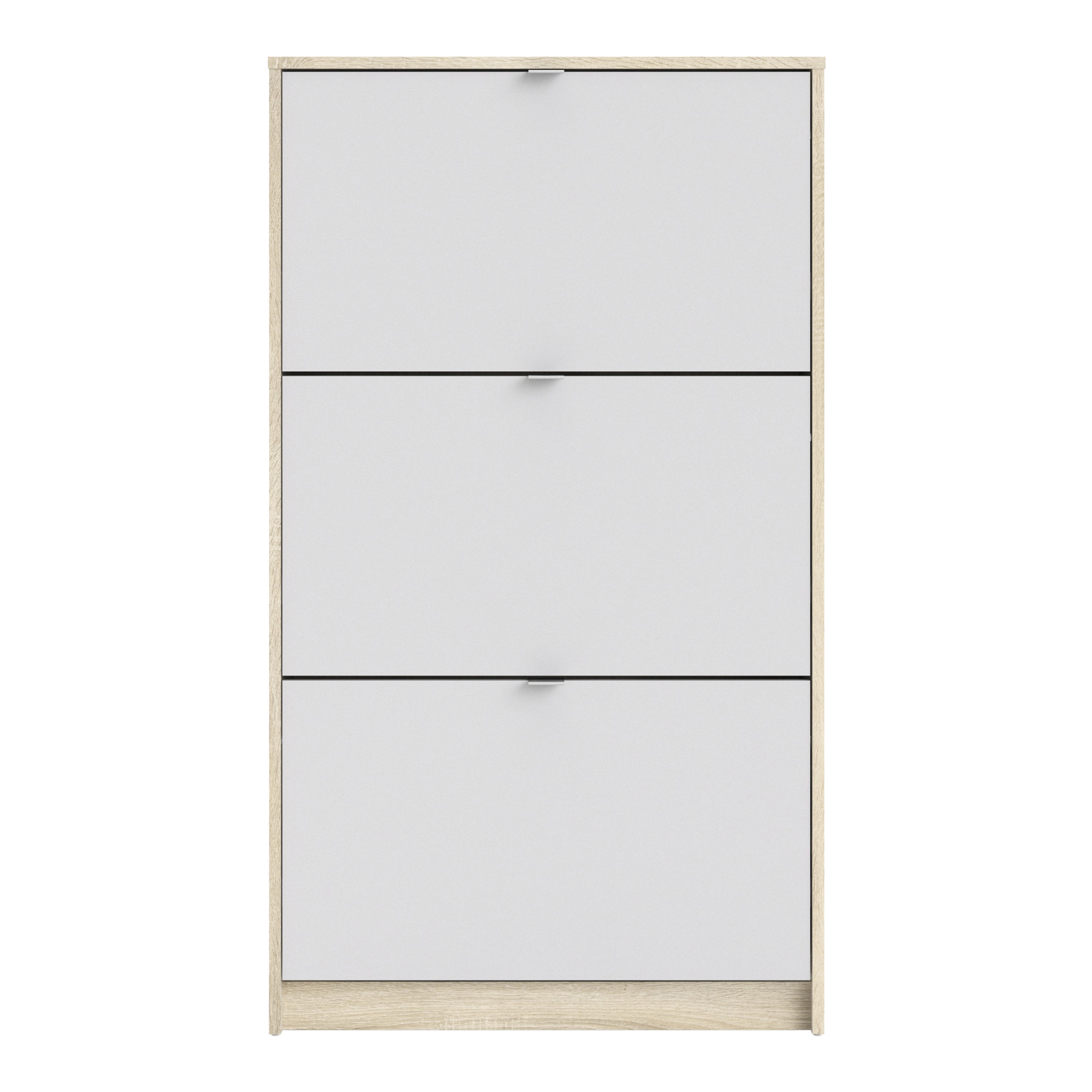 Shoes shoe cabinet 3 flip down doors and 2 layers oak structure white