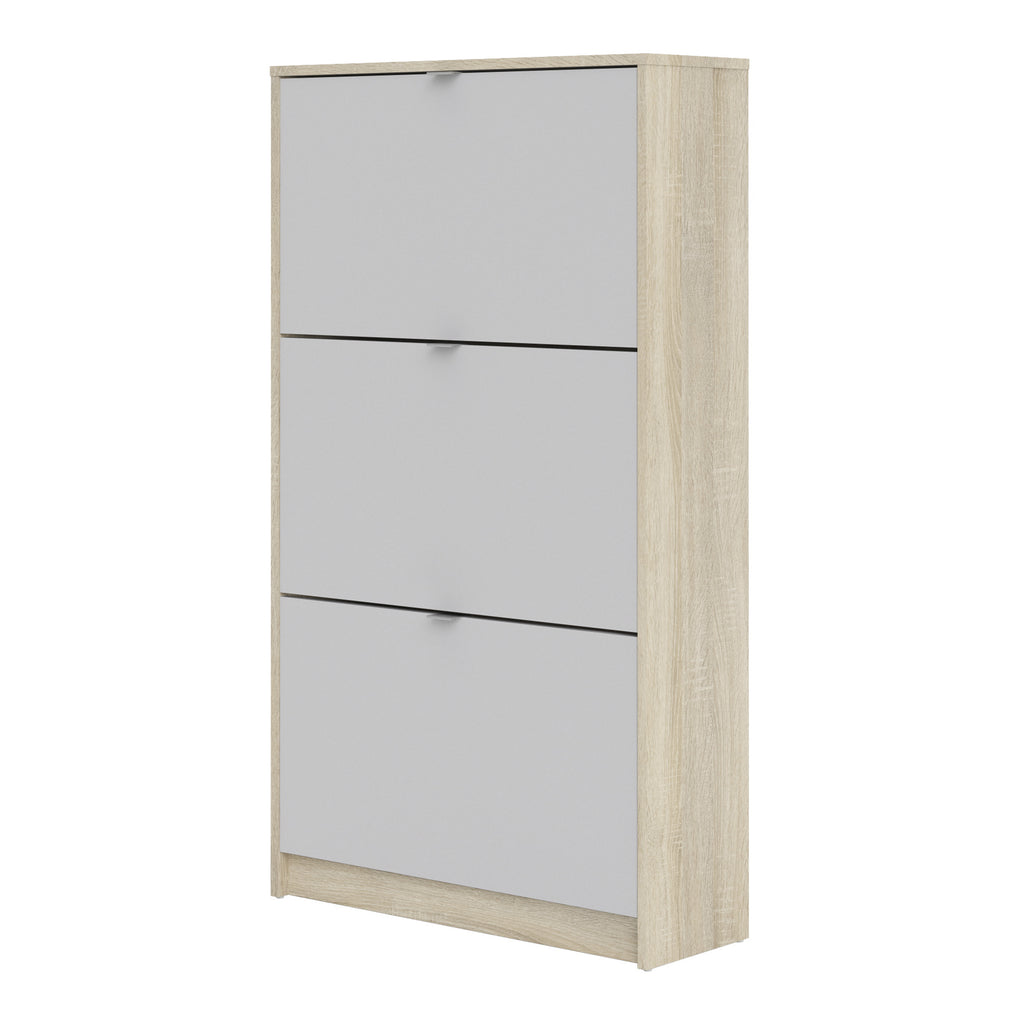 Shoes shoe cabinet 3 flip down doors and 2 layers oak structure white