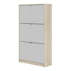 Shoes shoe cabinet 3 flip down doors and 2 layers oak structure white