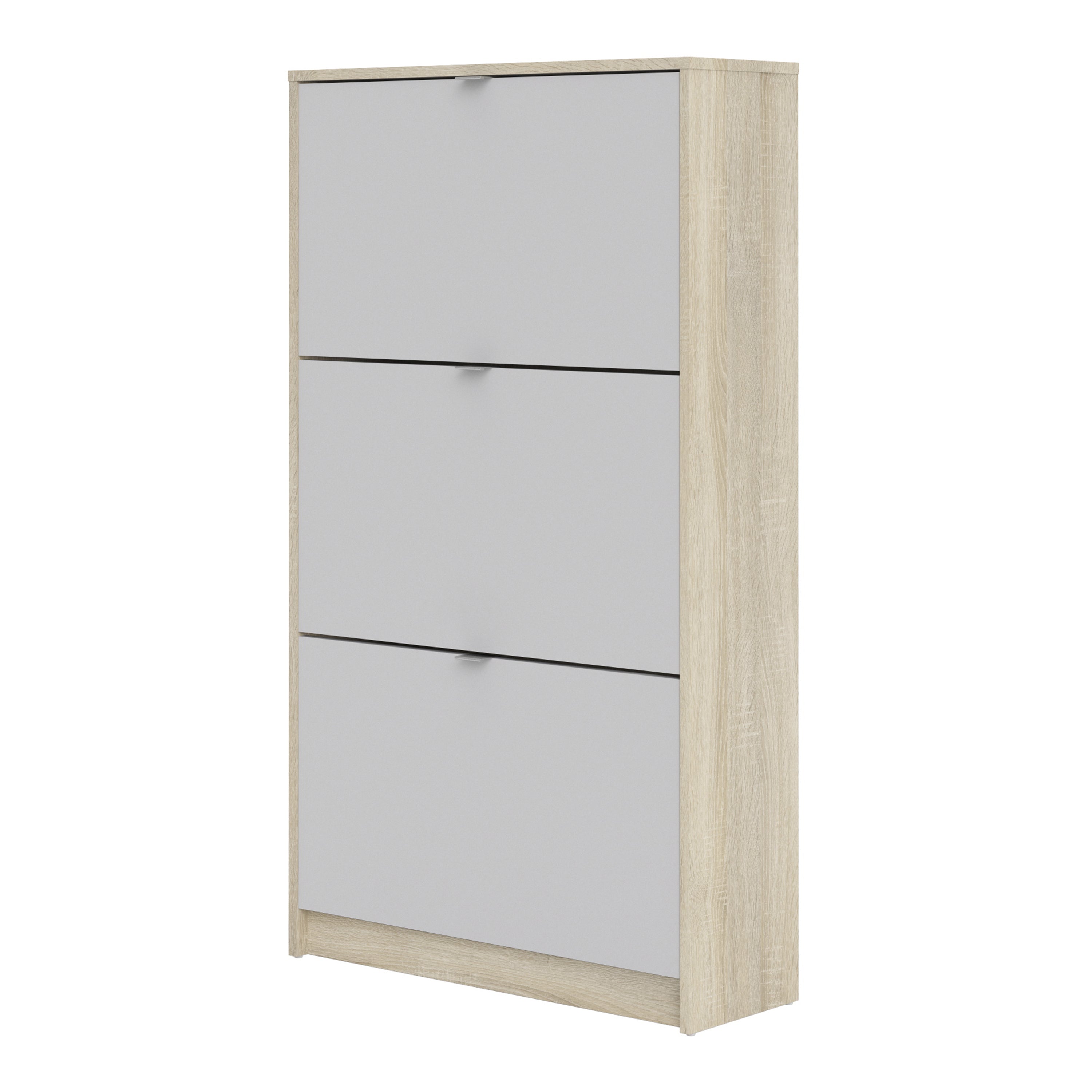 Shoes shoe cabinet 3 flip down doors and 2 layers oak structure white