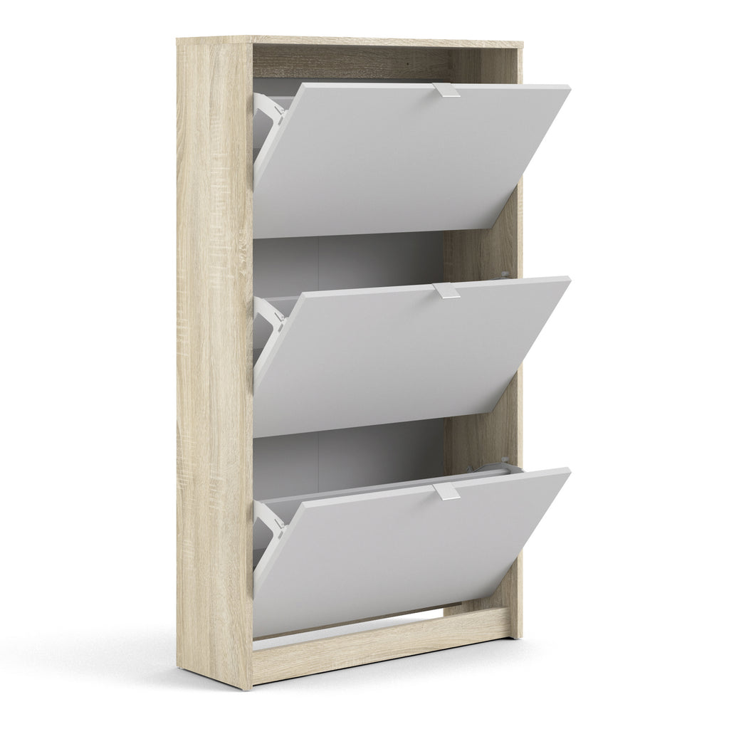 Shoes shoe cabinet 3 flip down doors and 2 layers oak structure white