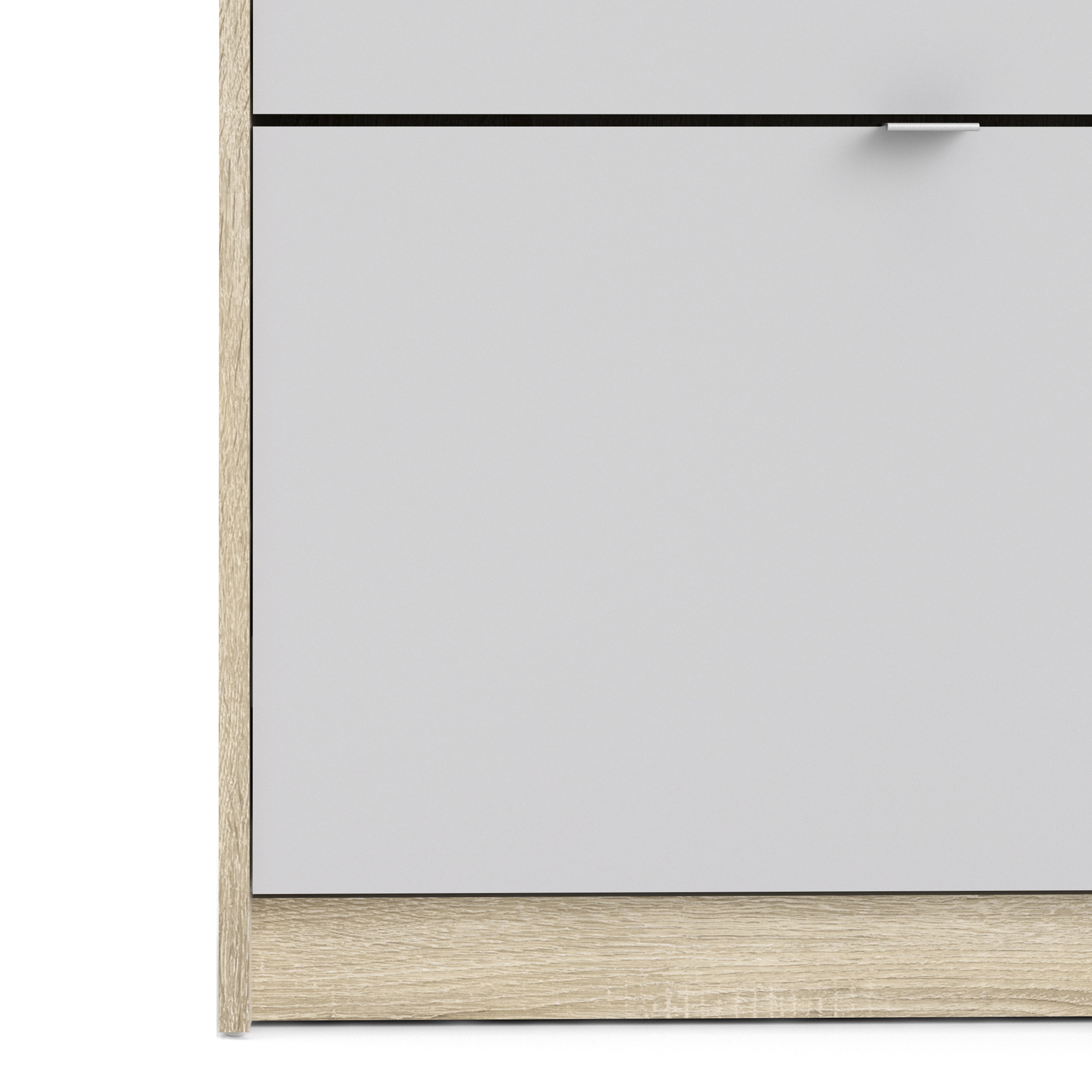 Shoes shoe cabinet 3 flip down doors and 2 layers oak structure white