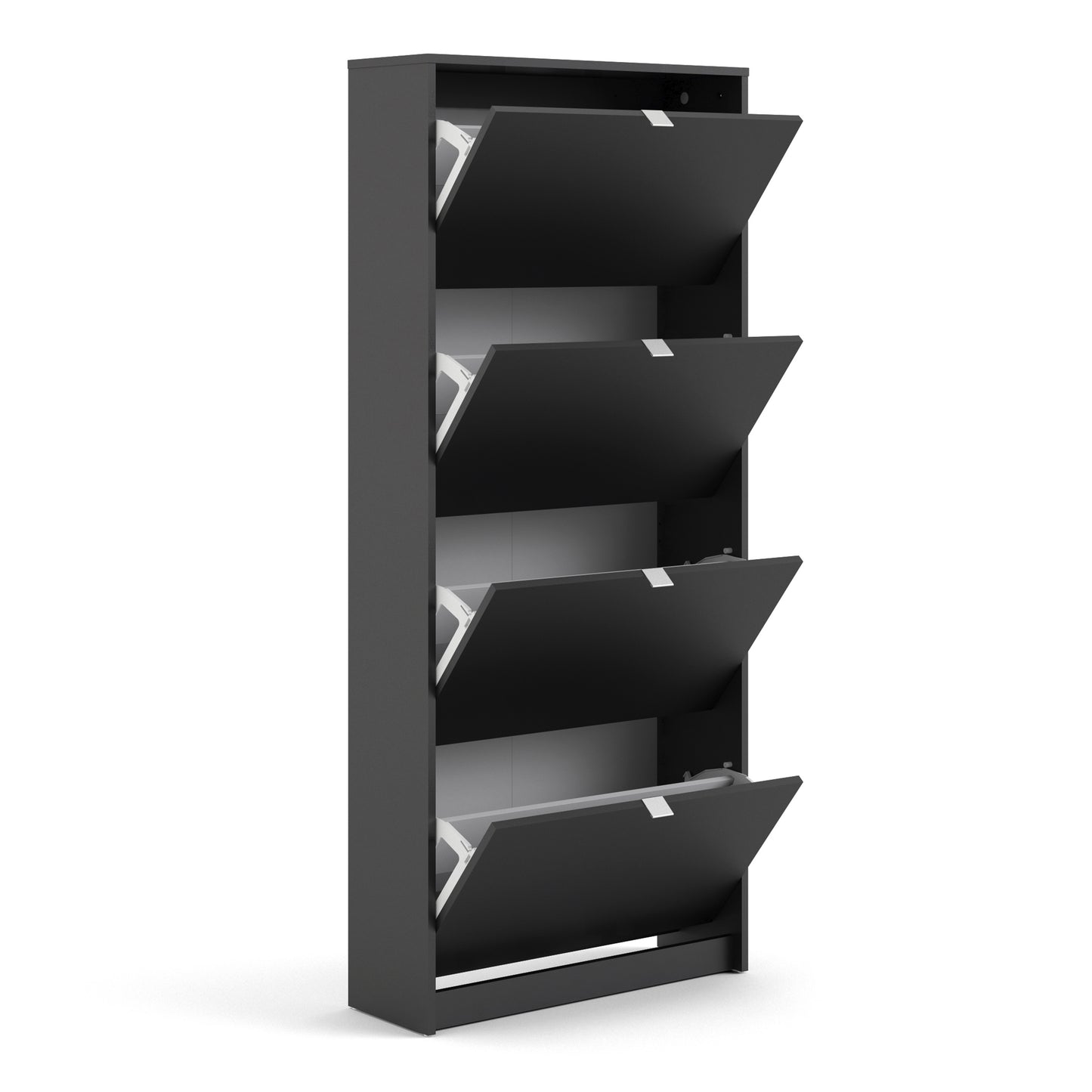 shoes shoe cabinet 4 flip down doors and 2 layers in matt black