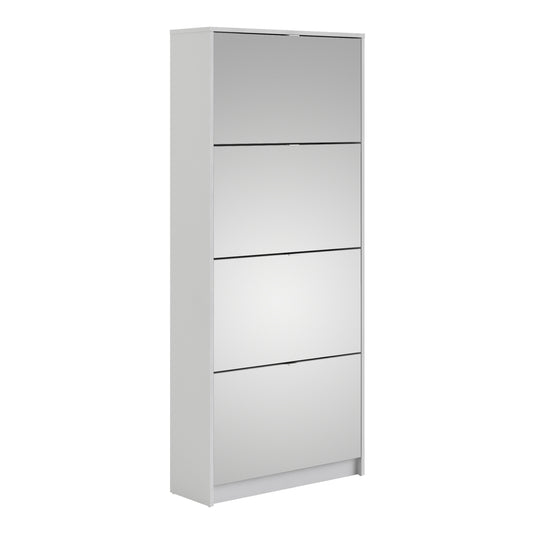 shoes shoe cabinet 4 flip down mirror doors and 2 layers in white