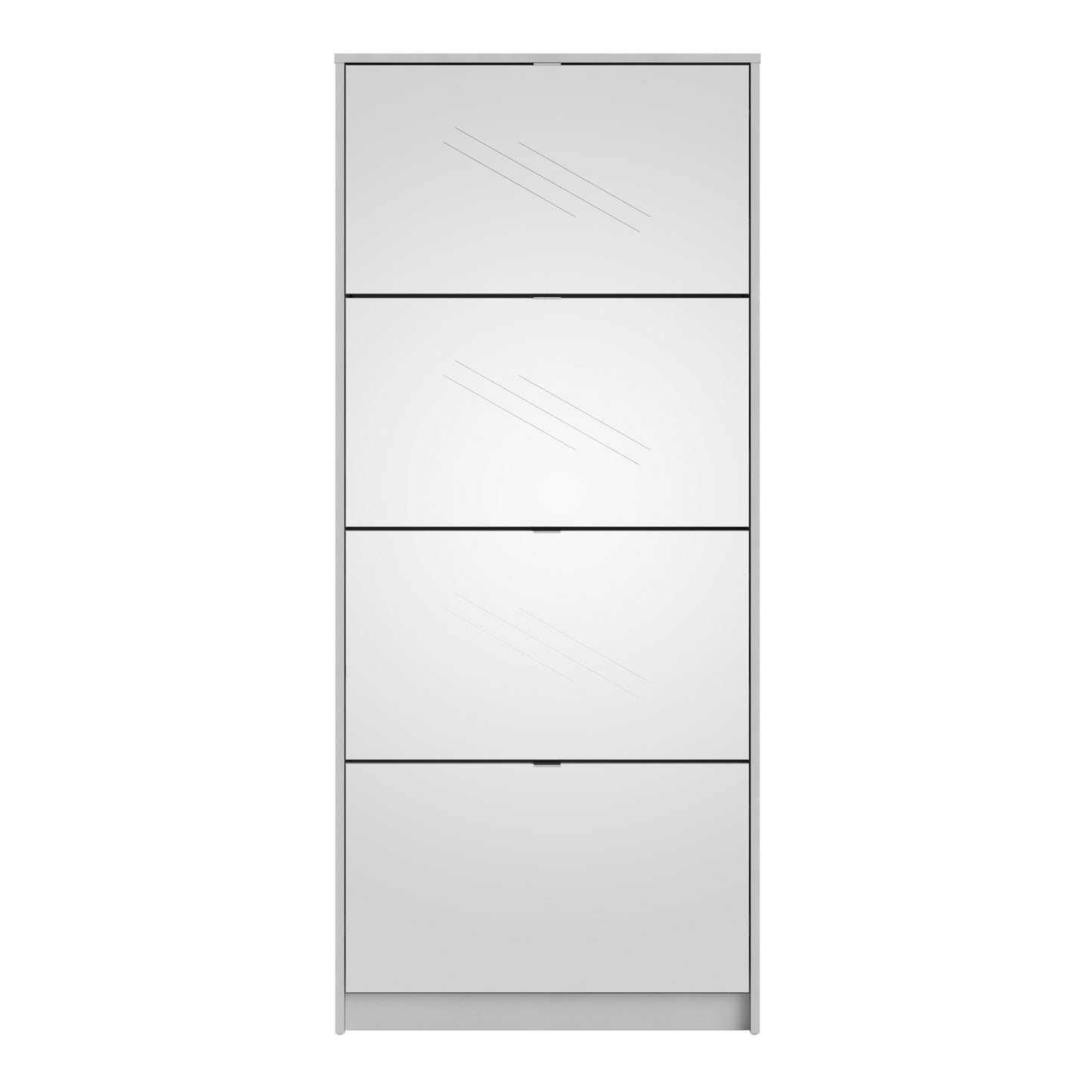 shoes shoe cabinet 4 flip down mirror doors and 2 layers in white