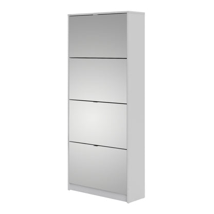 shoes shoe cabinet 4 flip down mirror doors and 2 layers in white