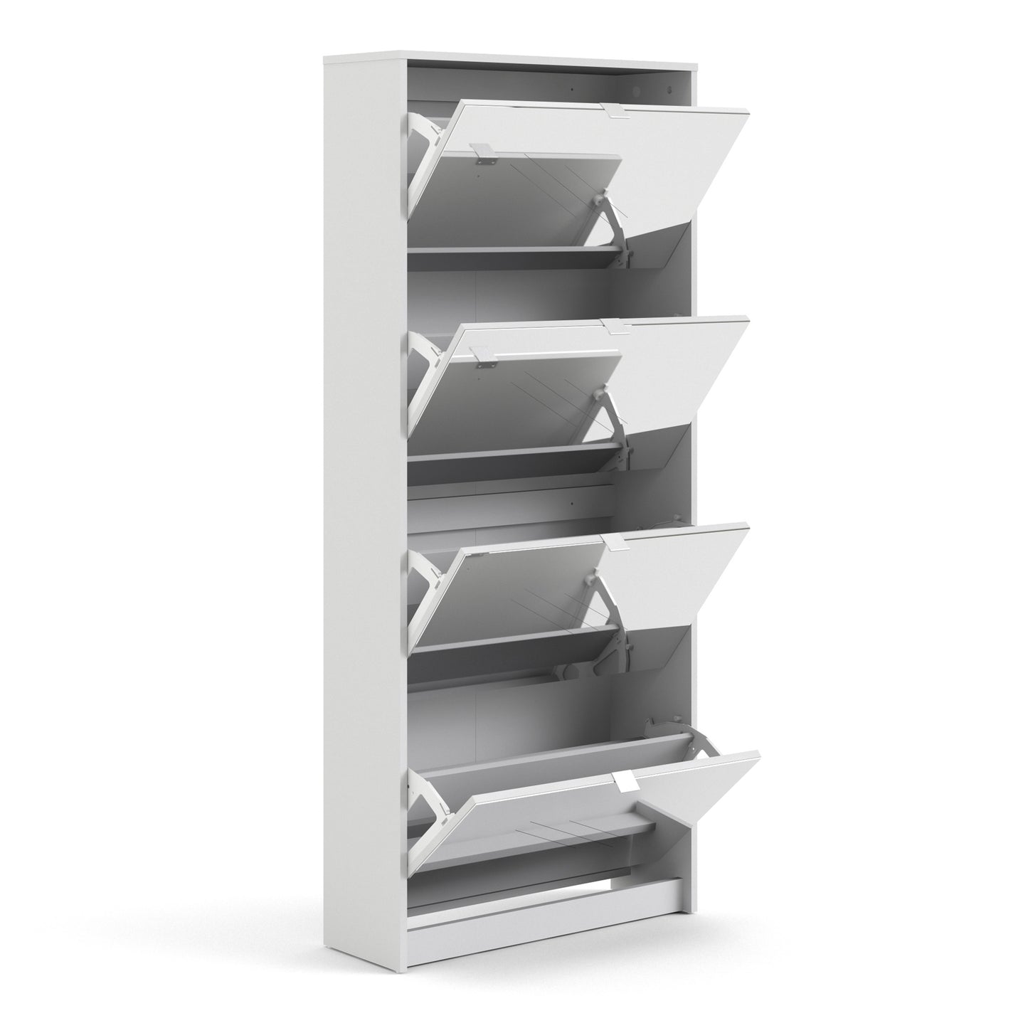 shoes shoe cabinet 4 flip down mirror doors and 2 layers in white