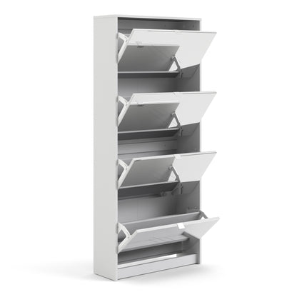 shoes shoe cabinet 4 flip down mirror doors and 2 layers in white