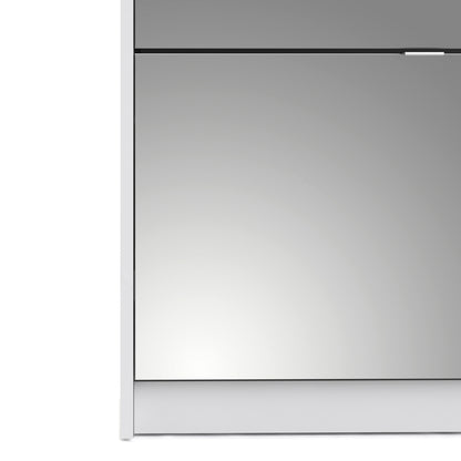 shoes shoe cabinet 4 flip down mirror doors and 2 layers in white