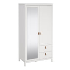 Barcelona Wardrobe with 1 door 1 Mirror Door 2 Drawers in White