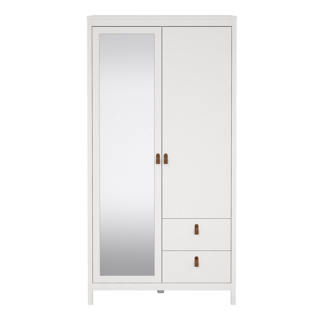 Barcelona Wardrobe with 1 door 1 Mirror Door 2 Drawers in White