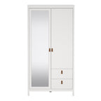 Barcelona Wardrobe with 1 door 1 Mirror Door 2 Drawers in White