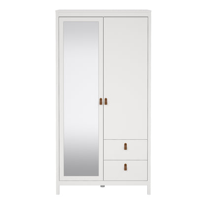 barcelona wardrobe with 1 door 1 mirror door 2 drawers in white