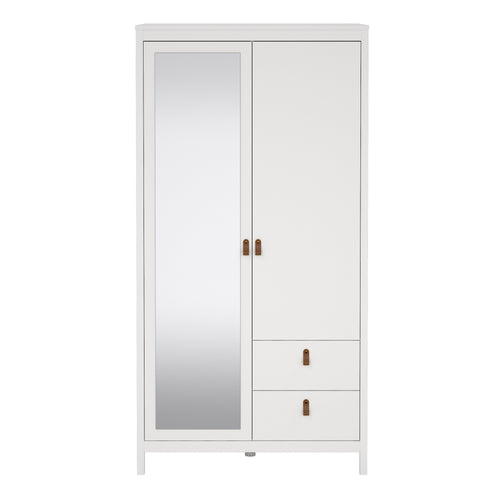 Barcelona Wardrobe with 1 door 1 Mirror Door 2 Drawers in White