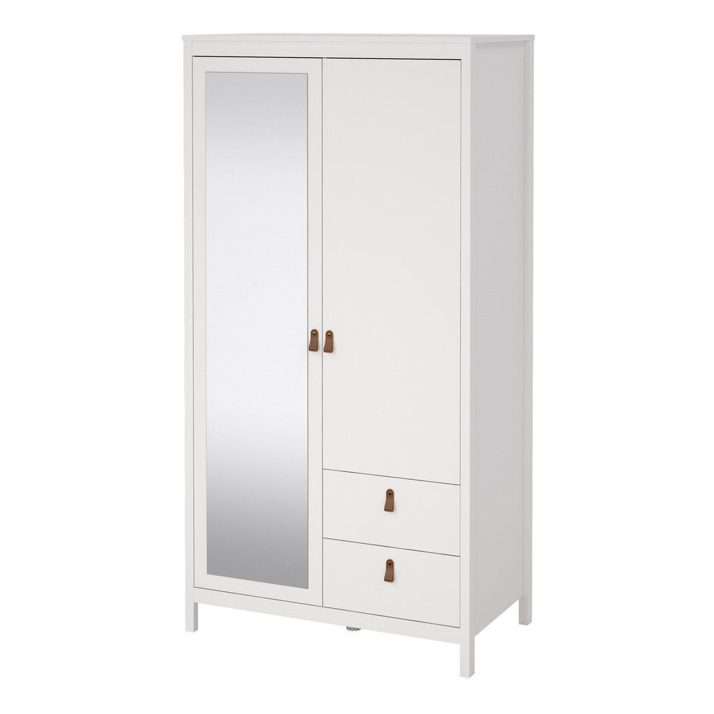 Barcelona Wardrobe with 1 door 1 Mirror Door 2 Drawers in White