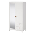 Barcelona Wardrobe with 1 door 1 Mirror Door 2 Drawers in White