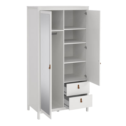 barcelona wardrobe with 1 door 1 mirror door 2 drawers in white