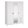 Barcelona wardrobe with 2 doors 1 mirror door 2 drawers in white