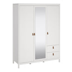 Barcelona wardrobe with 2 doors 1 mirror door 2 drawers in white