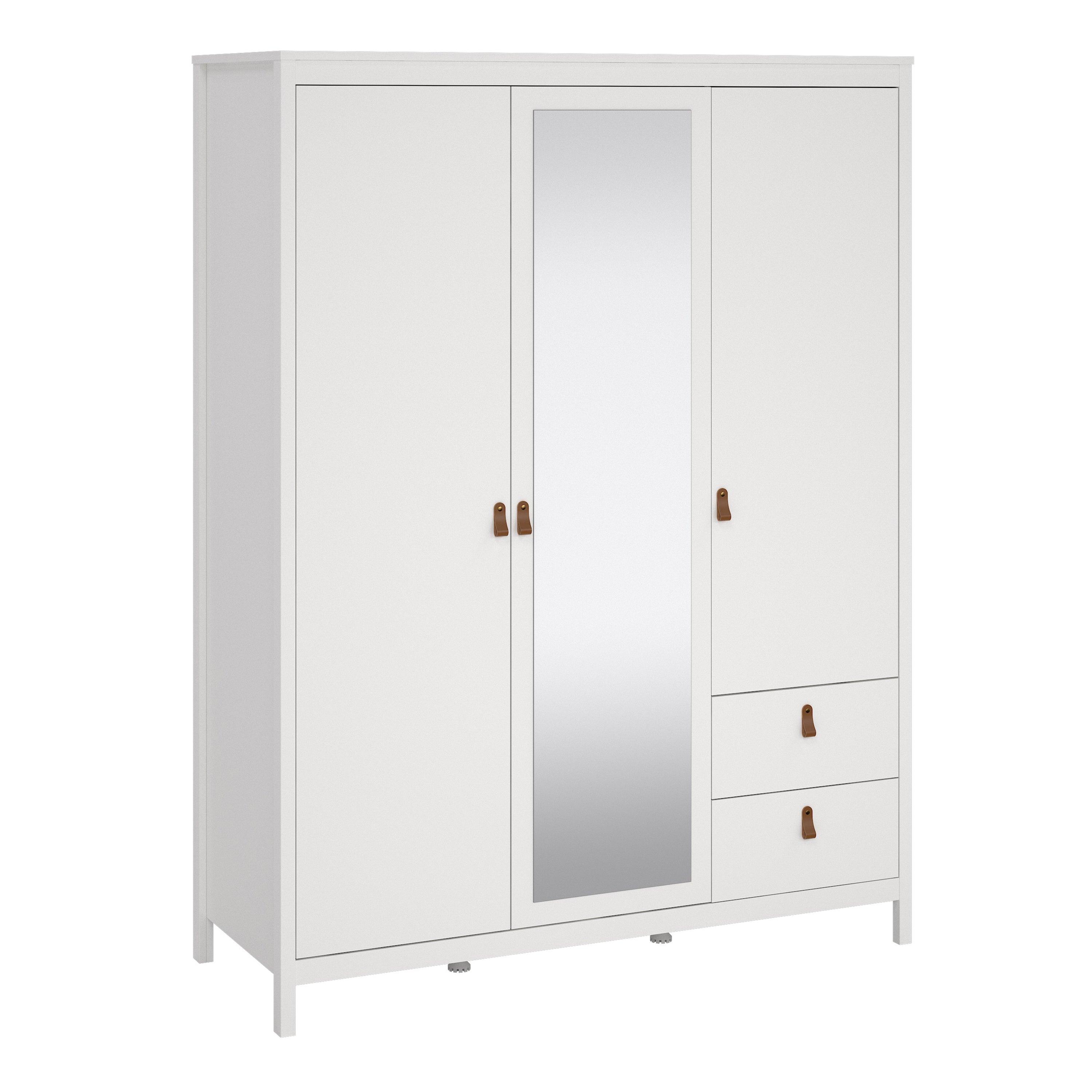 Barcelona wardrobe with 2 doors 1 mirror door 2 drawers in white