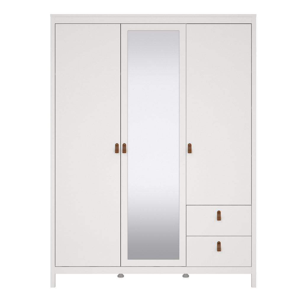 Barcelona wardrobe with 2 doors 1 mirror door 2 drawers in white