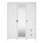 Barcelona wardrobe with 2 doors 1 mirror door 2 drawers in white