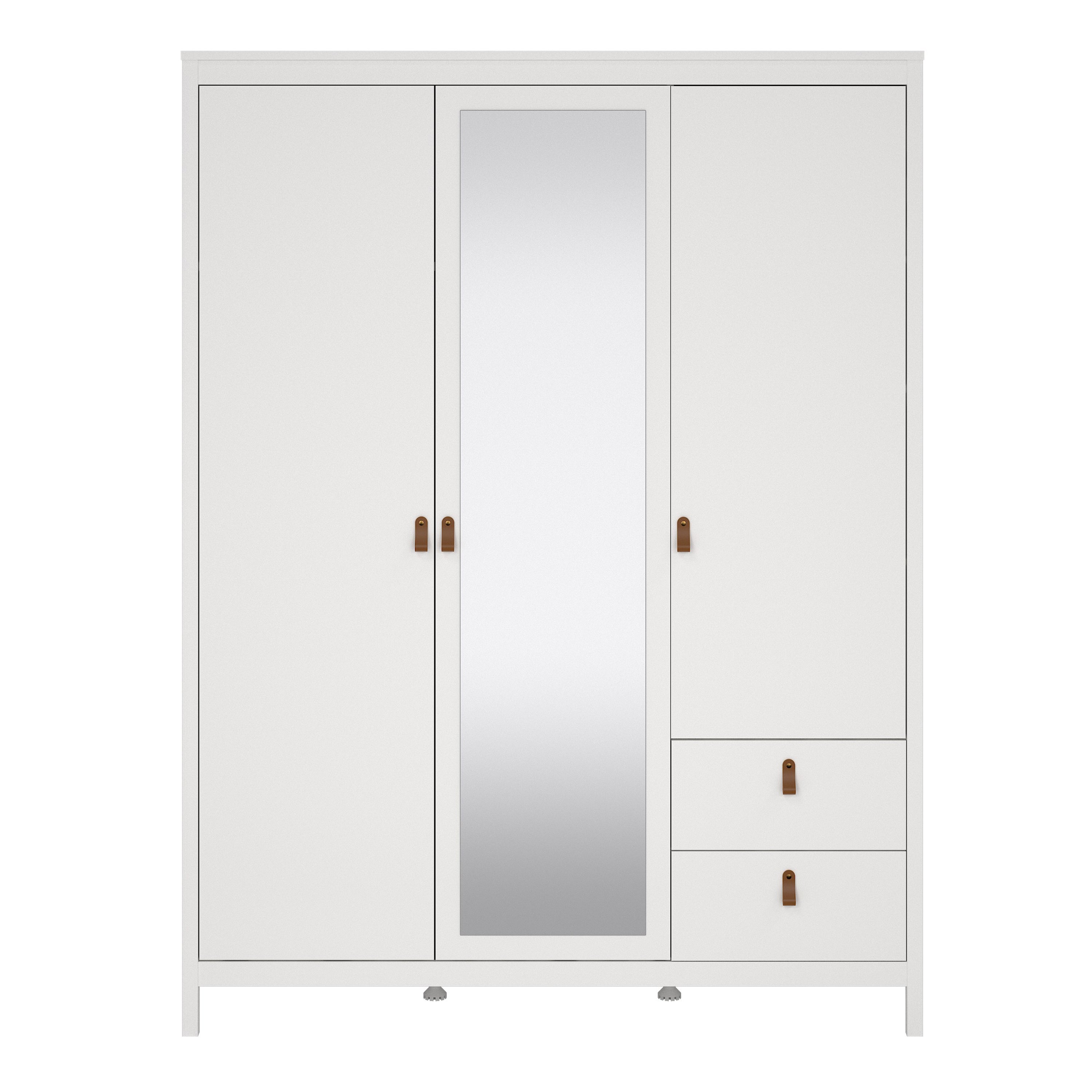 Barcelona wardrobe with 2 doors 1 mirror door 2 drawers in white