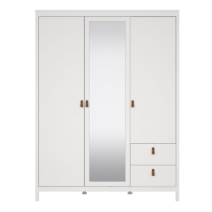 barcelona wardrobe with 2 doors 1 mirror door 2 drawers in white