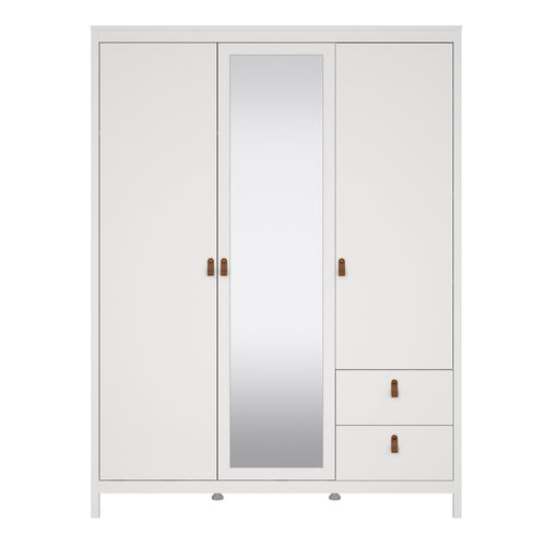 Barcelona wardrobe with 2 doors 1 mirror door 2 drawers in white