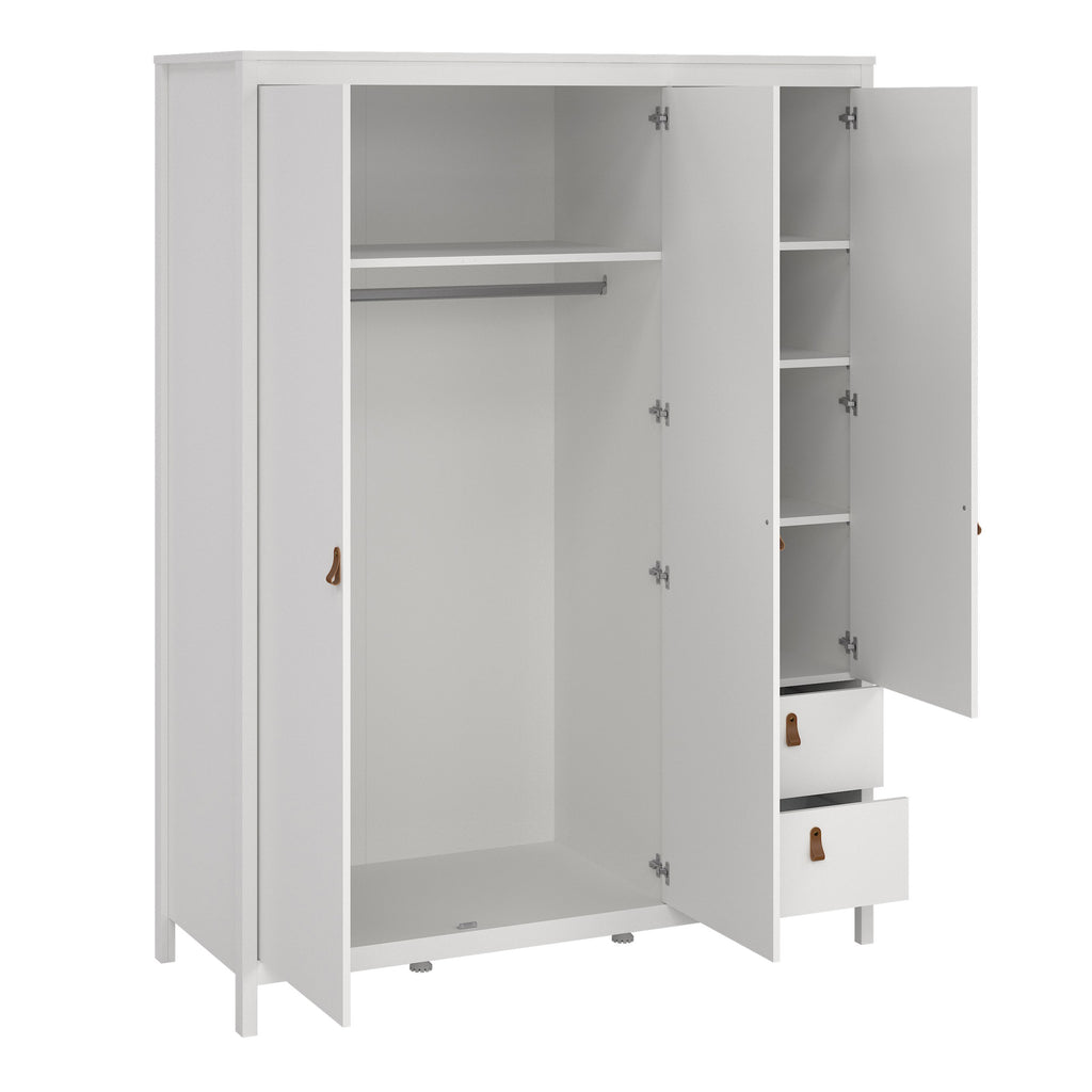 Barcelona wardrobe with 2 doors 1 mirror door 2 drawers in white