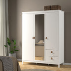 Barcelona wardrobe with 2 doors 1 mirror door 2 drawers in white