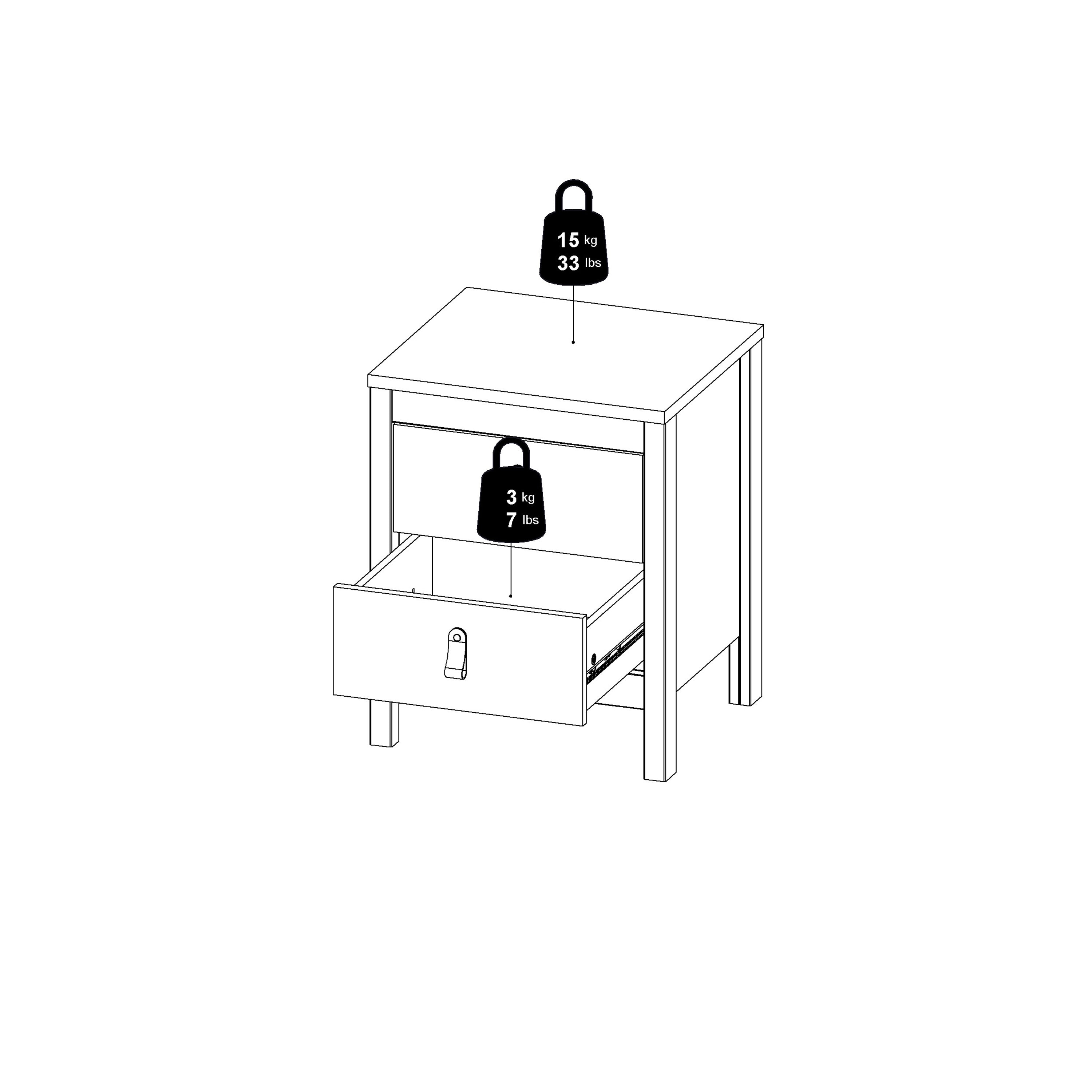 Barcelona bedside table 2 drawers in matt black