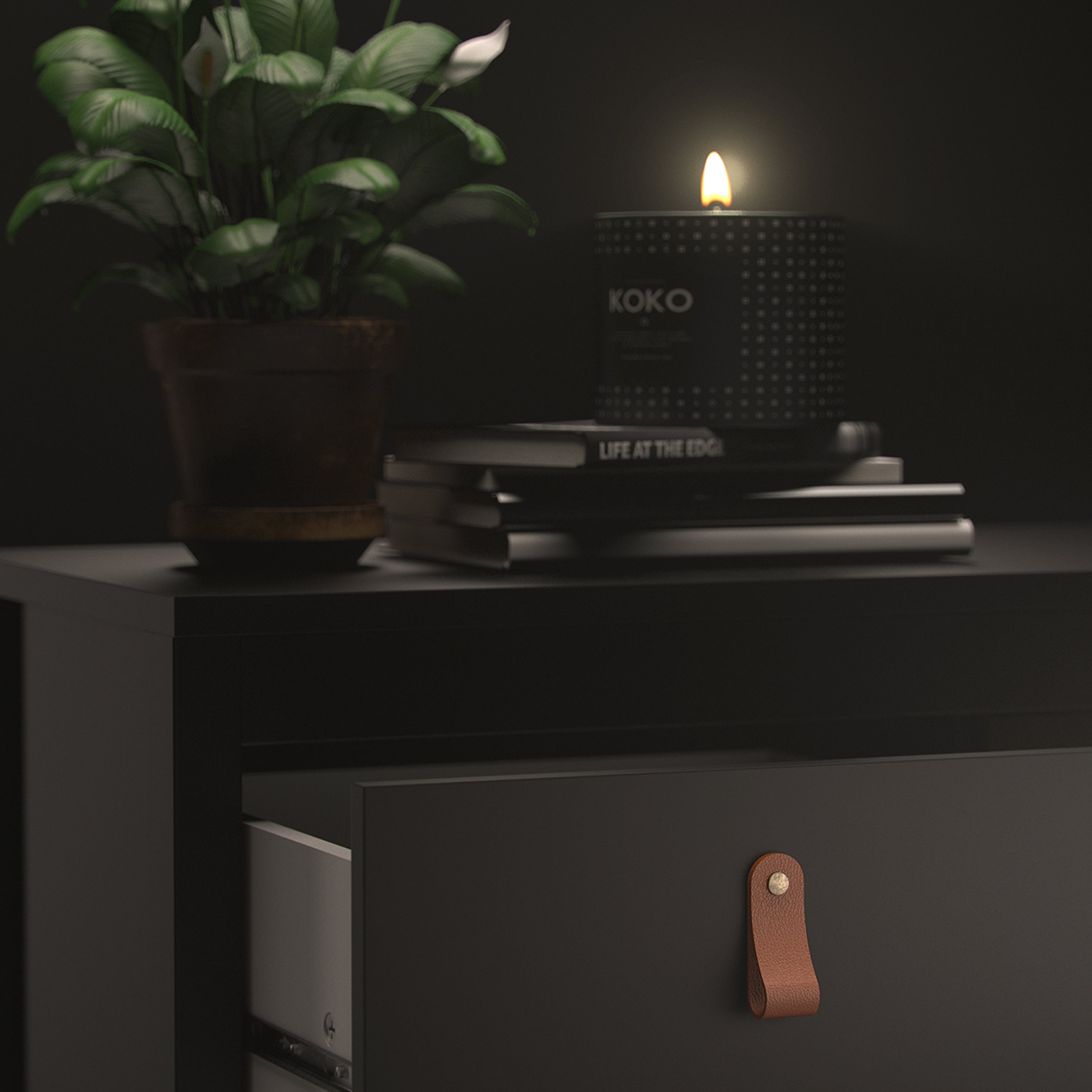 Barcelona bedside table 2 drawers in matt black