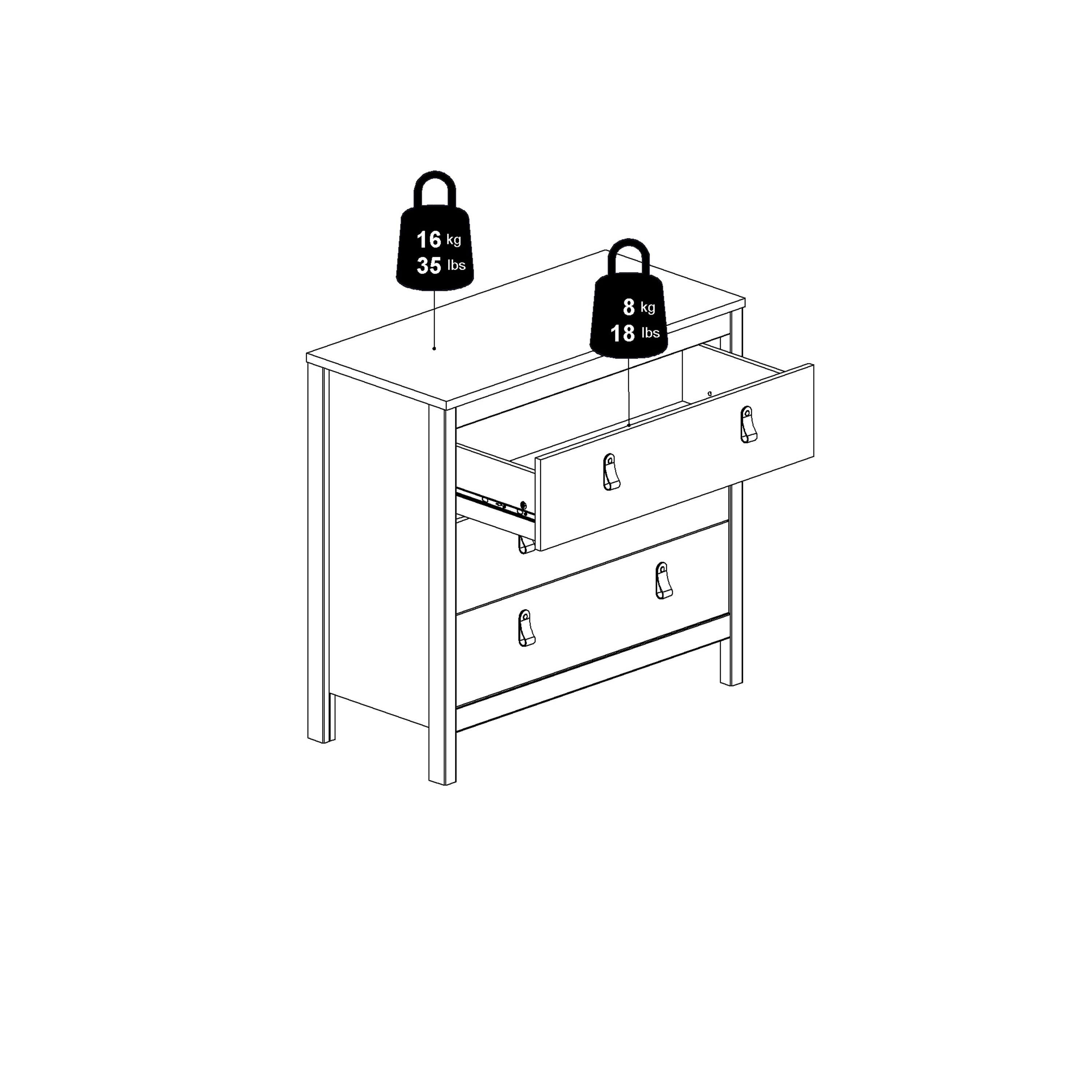 Barcelona chest 3 drawers in white