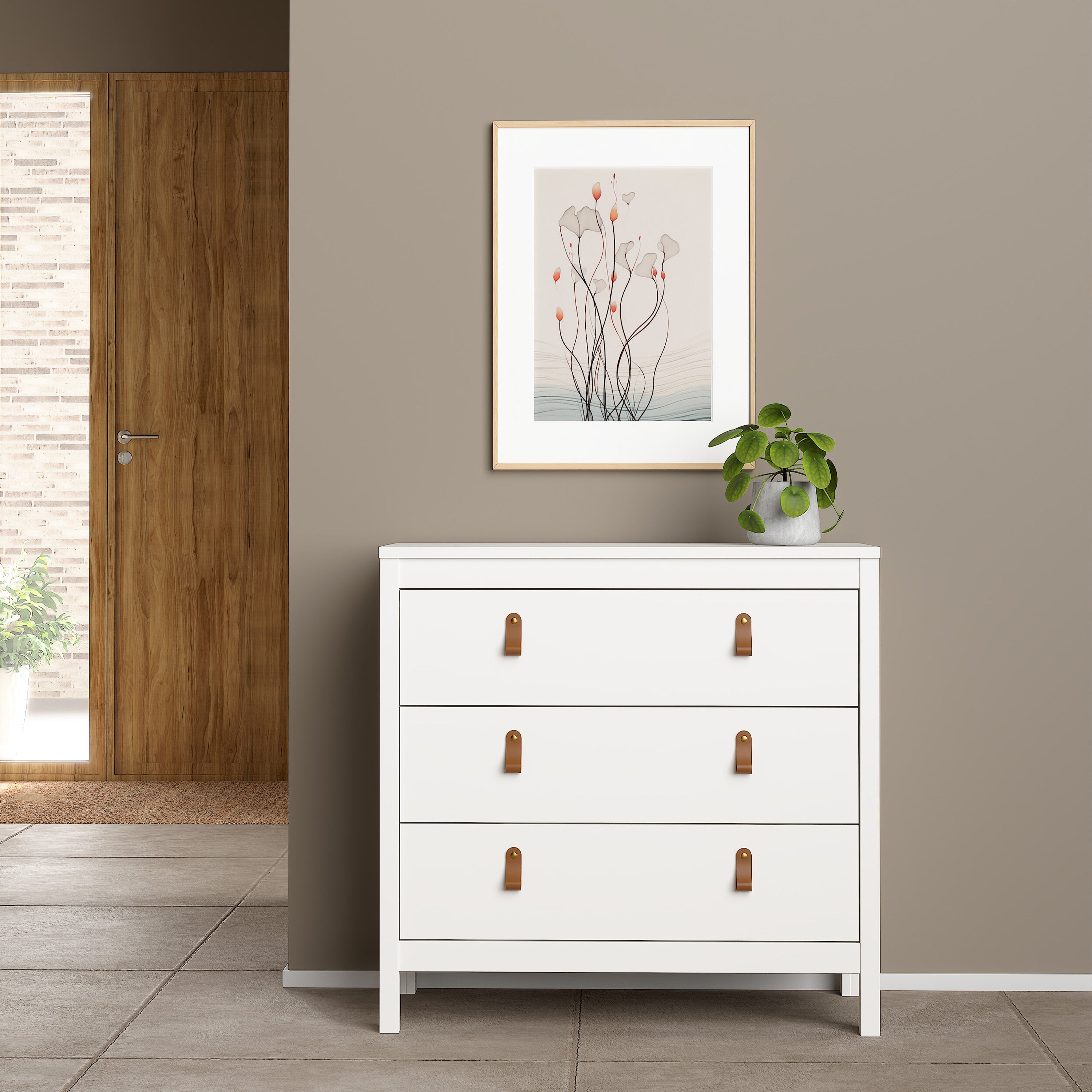 Barcelona chest 3 drawers in white