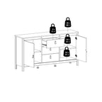 Barcelona sideboard 2 doors 3 drawers in white