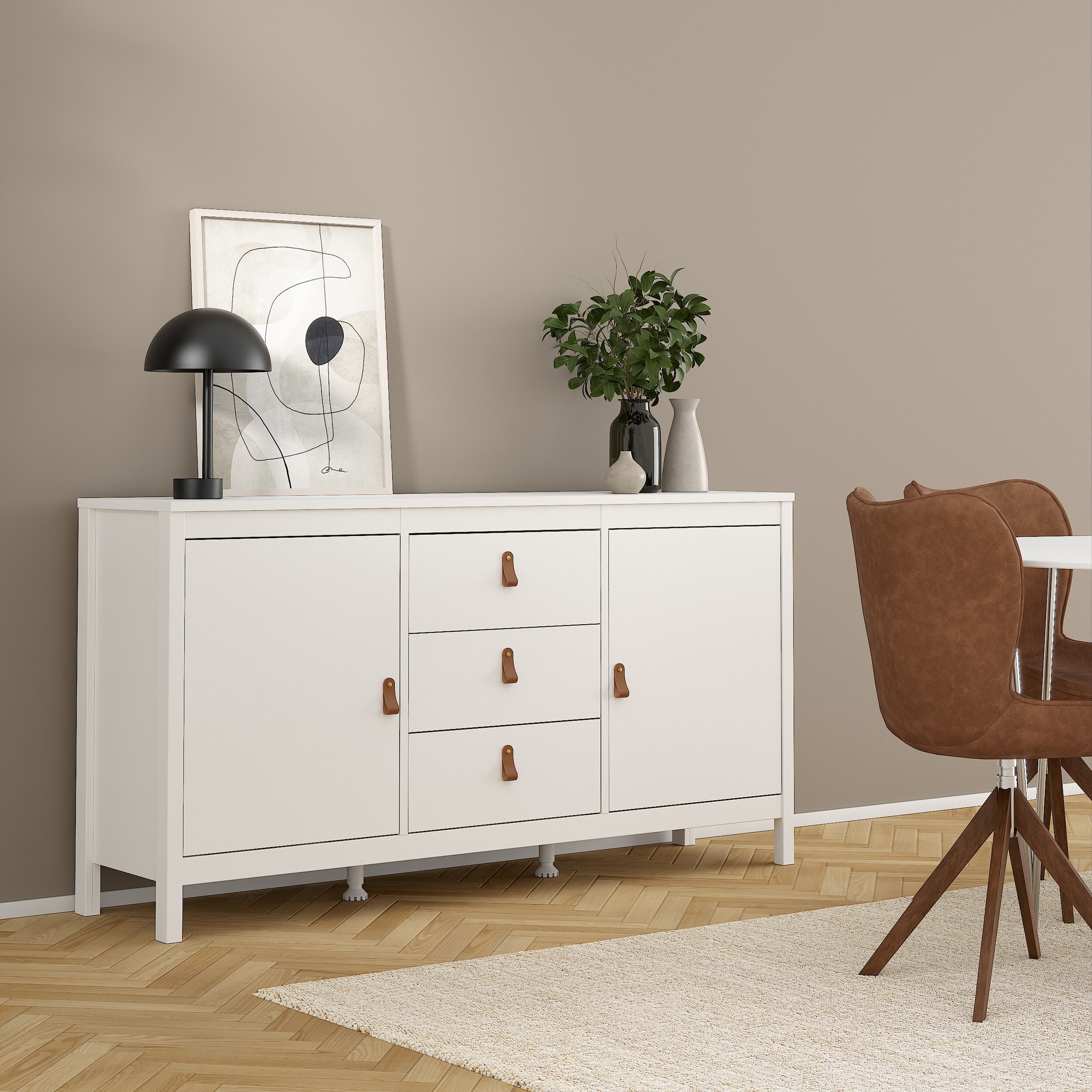 Barcelona sideboard 2 doors 3 drawers in white